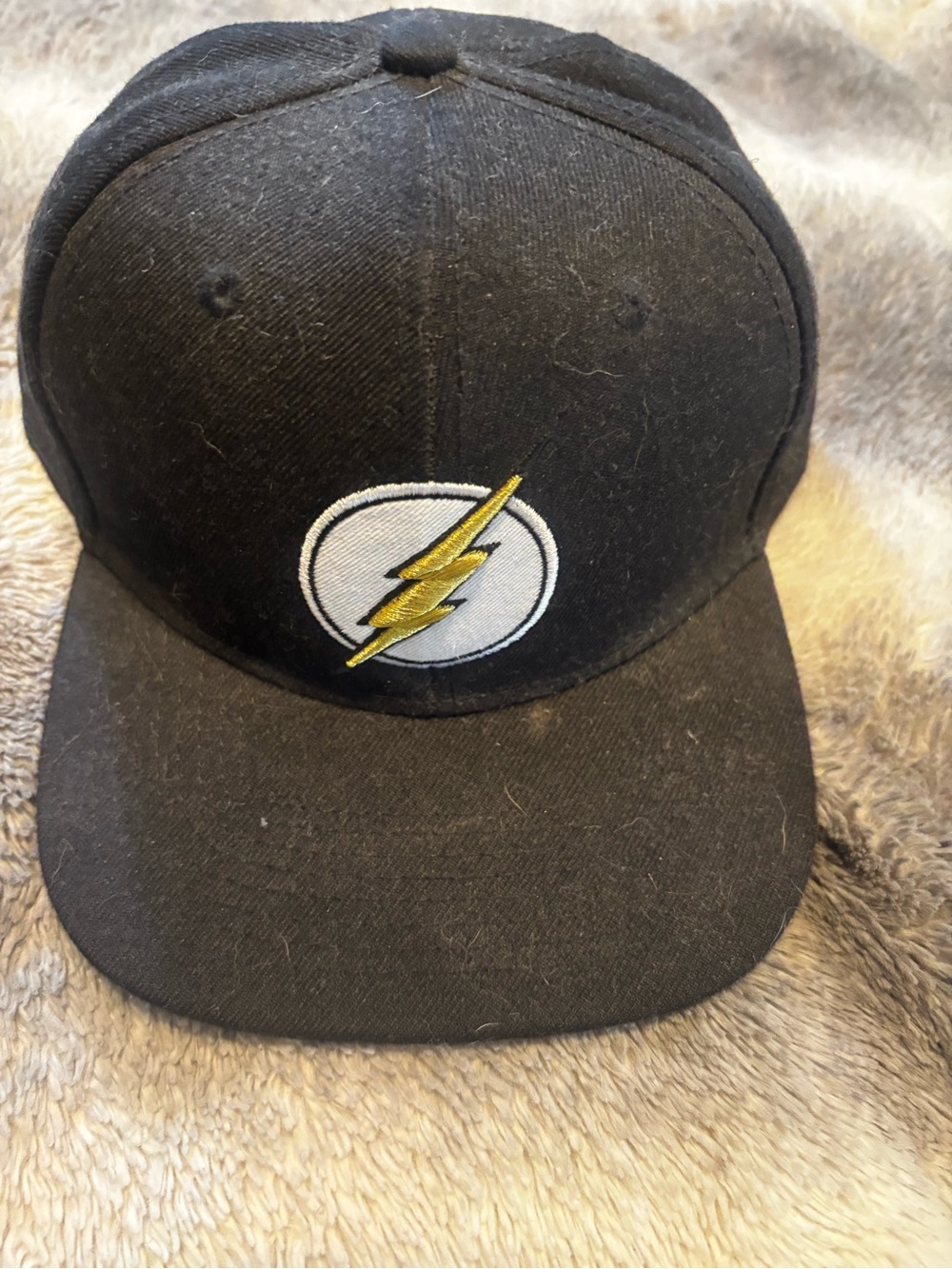 DC the Flash Black Snapback Hat with Yellow Lightning Patch